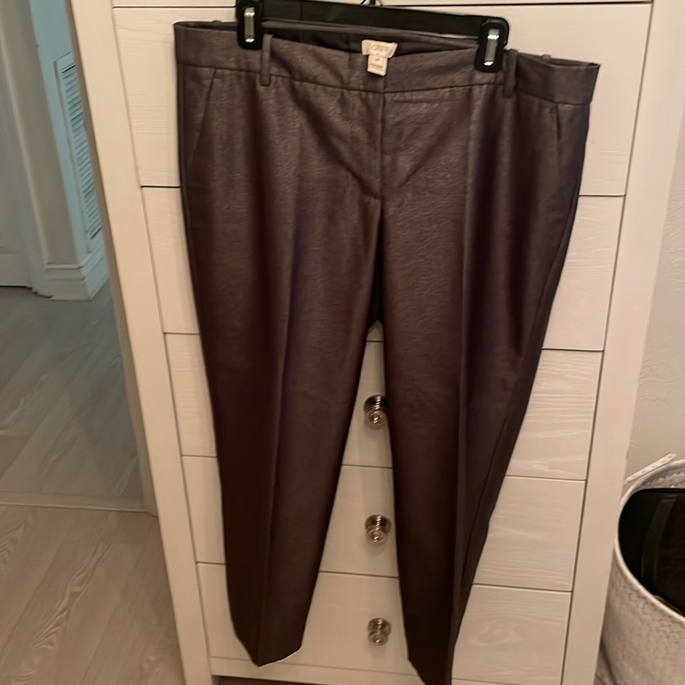J.Crew Shiny Pants Gray Silver Size 14